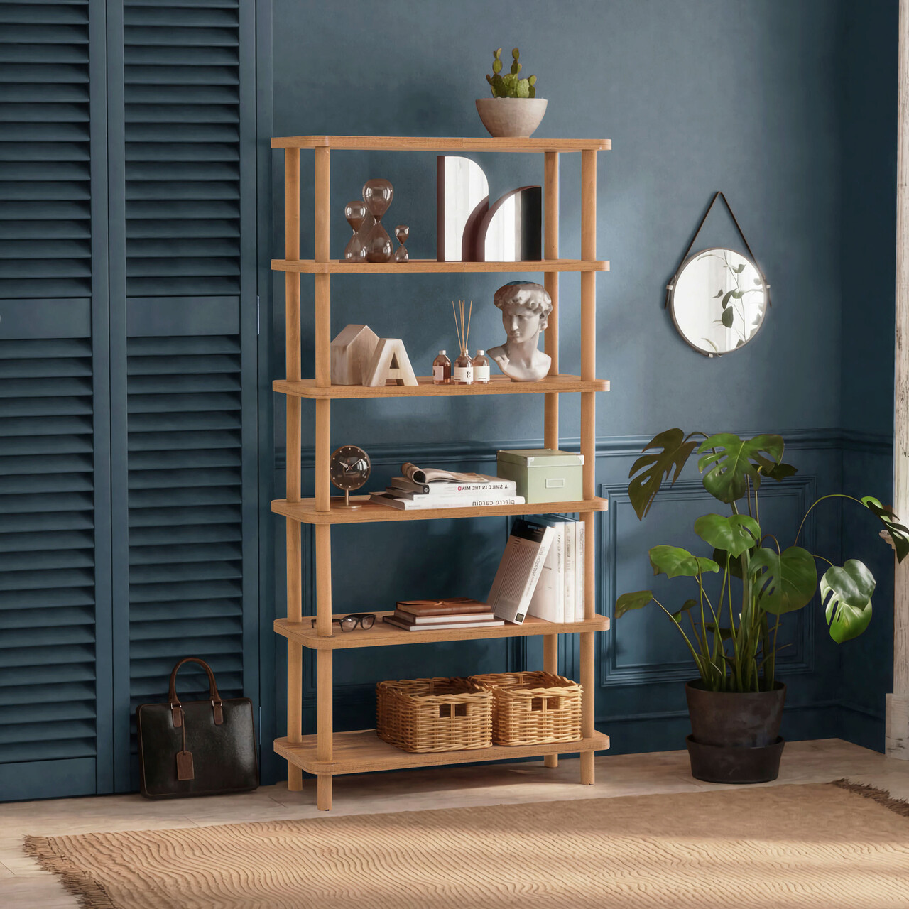 Corp biblioteca, Hanah Home, Gala, 80x168.5x28 cm, Maro - imagine 7